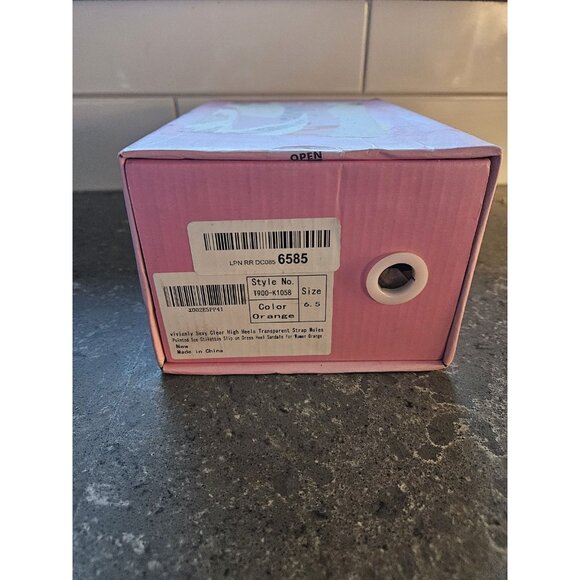 Vivianly Orange Transparent Pointed Toe Heels Sandals Strap Stiletto Heels - Picture 12 of 12